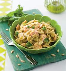 Salmon Farfalle with Pesto