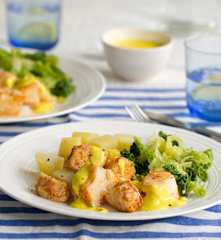 Pollock with Potatoes, Savoy Cabbage and Citrus Sauce
