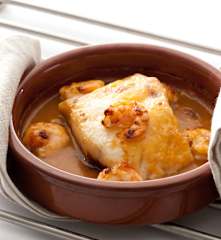 Bacalao con langostinos