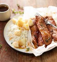 Papillote de canard au miel et aux poires