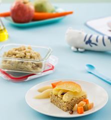 Quinoa con pasas, manzana, pera y zanahoria