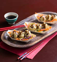 Prawn balls with pickled vegetables