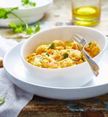 Curry de crevettes aux poireaux et carottes