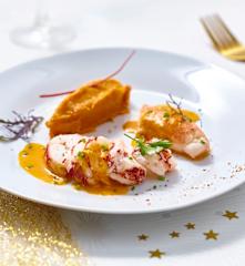 Homard sauce newburg et purée de potiron