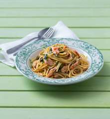 Smoked trout pasta with lemon and capers