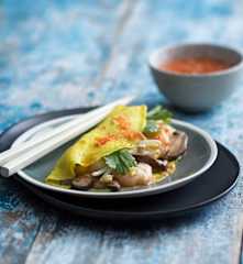 Prawn and mushroom crepes
