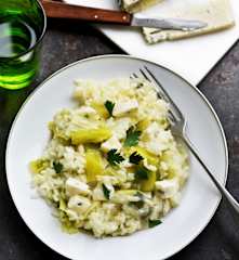 Risotto au poireau et au gorgonzola