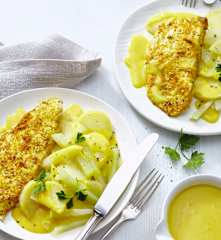 Orangen-Pute mit Kartoffeln und Kohlrabi