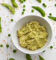 Puré de ervilhas e arroz integral