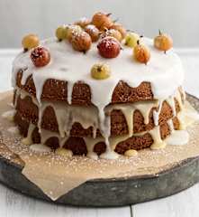 Gooseberry Curd Layer Cake with Elderflower Icing