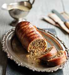 Haggis and Pancetta Roulade with Whisky Sauce