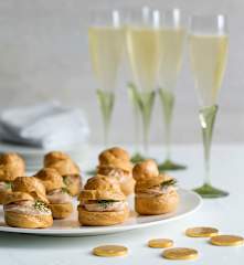 Gougère puffs with salmon mousse