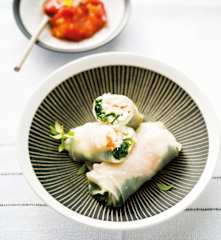 Rouleaux fromage de chèvre-crevette