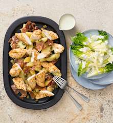 Remoulade chicken with prosciutto potatoes