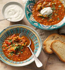 Moroccan harira soup with chicken