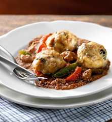 Beef goulash with dumplings