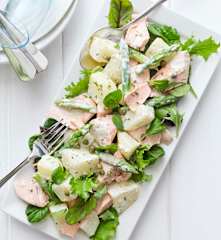 Salmon, asparagus and potato salad