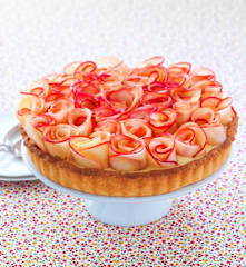 Tarte aux pommes bouquet de roses