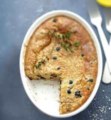 Clafoutis au thon, emmental et olives noires