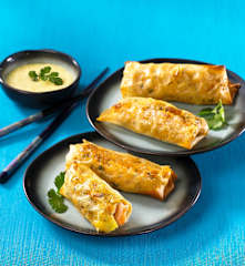 Nems de crevettes et émulsion d'ananas