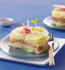 Mille-feuilles de pomme de terre au foie gras