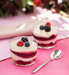 Tiramisú con frutos del bosque