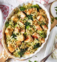 Hähnchen-Sahne-Auflauf mit Reis