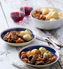 Beef stew with buttermilk dumplings