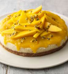 Cheesecake mangue, fruit de la Passion et citron vert