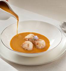 Bombones de gambón y su bisque