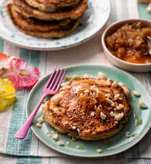 Fluffy Hawaiian Pancakes with Pineapple Sauce