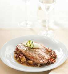 Trucha con ensalada de lentejas y naranja