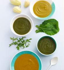 4 purés de carne (8 a 9 meses) - introdução do coelho, da rúcula e do nabo