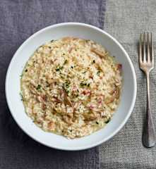 Risoto de cogumelos pleurotus com champanhe