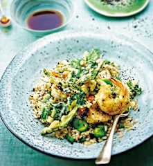 Donburi aux tempura de crevettes et wakamé