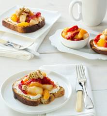 Mixed Fruit Compôte with Goat's Cheese and Granola on Toast