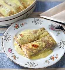 Crêpes de sarraceno con salmón y salsa de puerro (sin gluten)