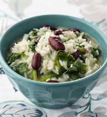 Arroz de nabiças e feijão vermelho