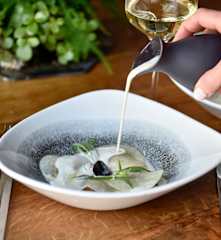 Ravioles végétales de moules, crémeux à l’ail d’Arleux