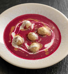 Beetroot Soup, Horseradish Dumplings