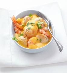 Cassolette de saint-jacques et crevettes