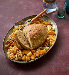 Hackbraten mit Kürbiskernen und Kartoffel-Möhren-Gemüse