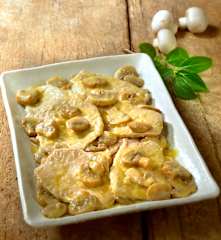 Escalopines al marsala con champiñones