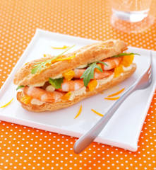 Eclairs aux crevettes et mayonnaise à l'orange