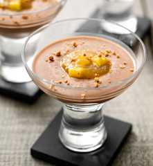 Milk Chocolate Panna Cotta with Mango and Banana Marmalade