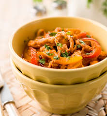 Salteado de porco com pimentos