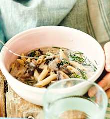 Penne aux champignons et fromage à tartiner