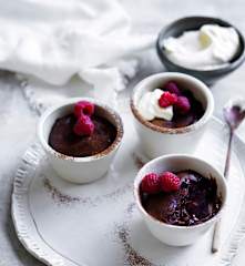 Chocolate raspberry puddings