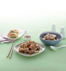 豆皮時蔬卷&排骨蒸芋頭、山藥黑棗雞湯