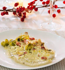 Rodaballo con coles de Bruselas